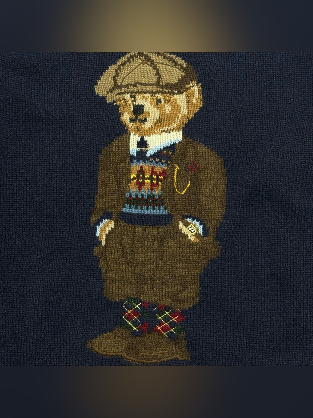 Polo Ralph Lauren Navy Crewneck Sweater British Gentleman Polo Bear Knit - Picture 5 of 7